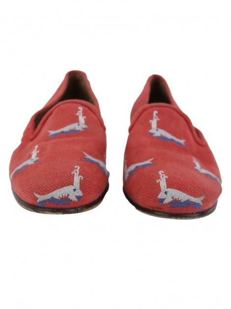 Loafer Stubbs & Wootton for J.Crew Palm Beach Tecido Coral