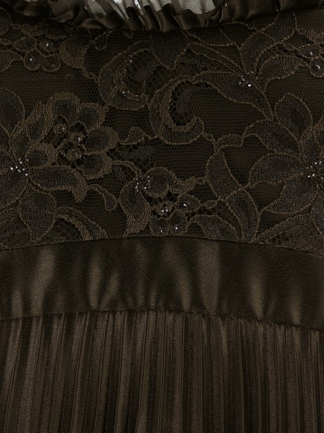 Vestido de Festa Badgley Mischka Plissado Renda