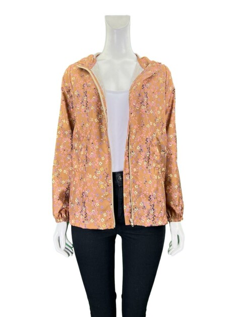 Jaqueta Rose & Bleu Nylon Floral Marrom Infantojuvenil