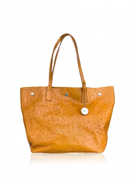 Bolsa com Alça Furla Texturizada Laranja