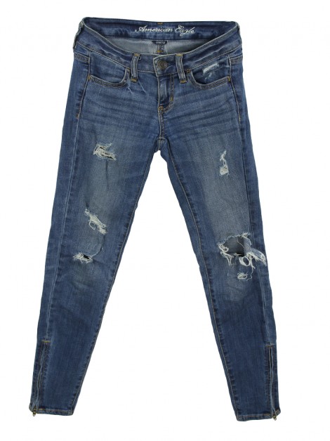 Calça American Eagle Jeans Destroyed Azul