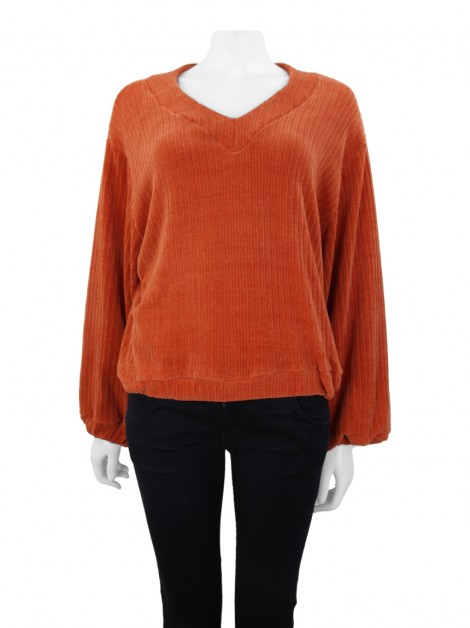 Blusa Wymann Veludo Bufante Tijolo