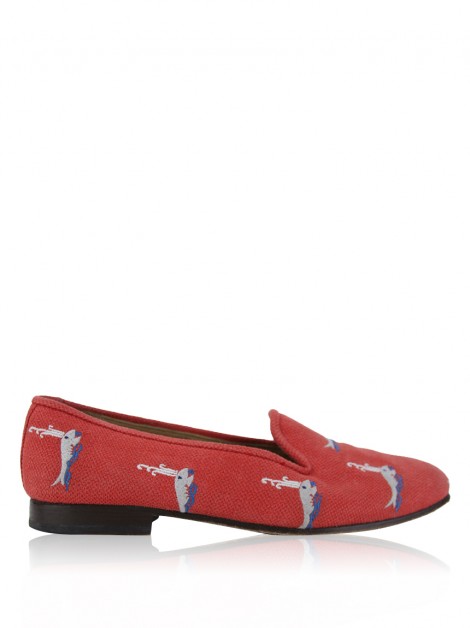 Loafer Stubbs & Wootton for J.Crew Palm Beach Tecido Coral