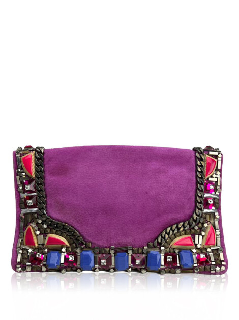 Clutch Matthew Williamson Suede Pedrarias Roxa