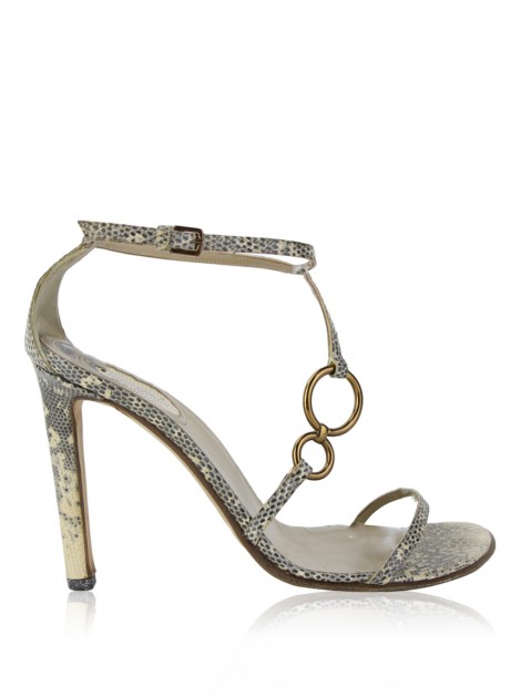 Sandália Sergio Rossi Faux Snake Bege