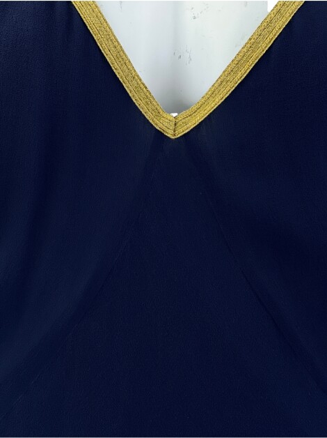 Vestido Alcaçuz Seda Azul Marinho