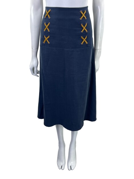 Saia Resort Couture Midi Azul Marinho