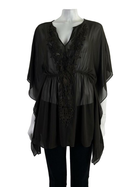 Blusa Patricia Motta Manga Morcego Marrom