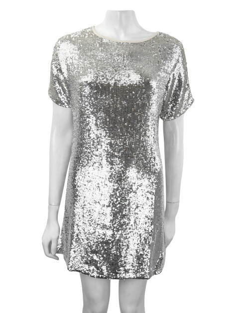 Vestido Topshop Paetê Prateado
