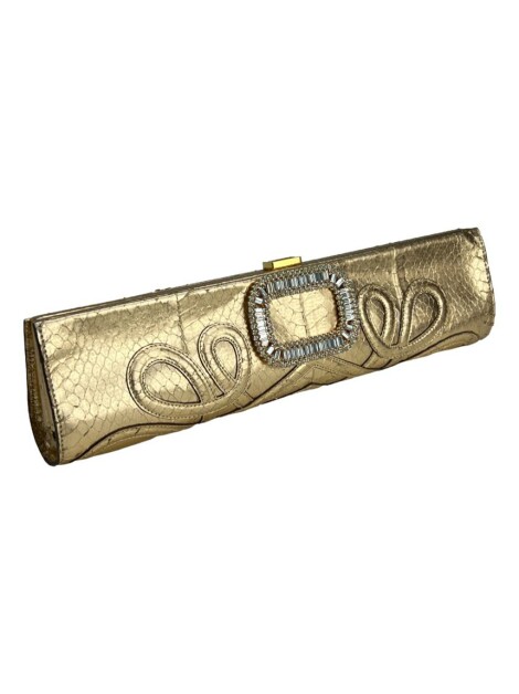 Clutch Roger Vivier Python Dourada