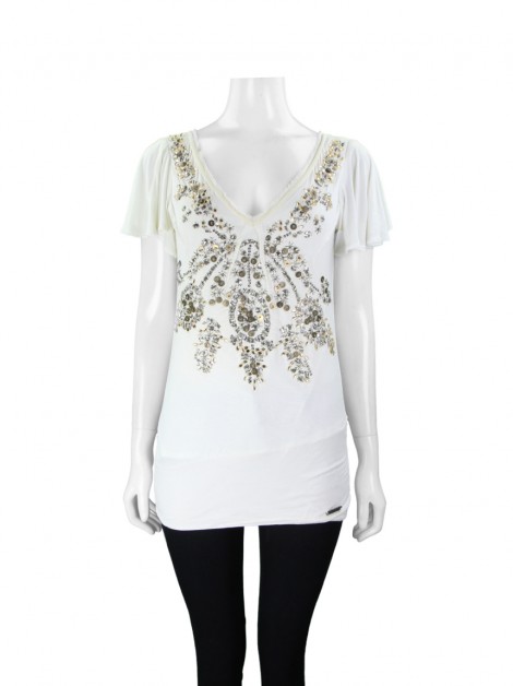 Blusa John Galliano Bordada Off White