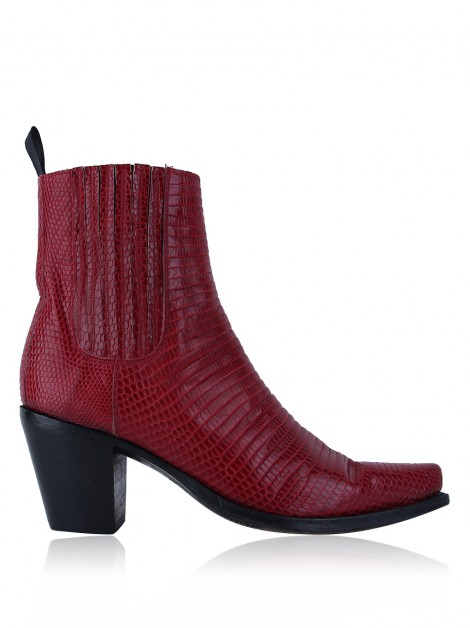 Bota Tony Mora Textura Couro Vermelho