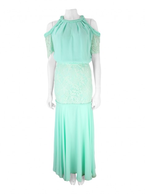Vestido de Festa Candy Brown Renda Azul