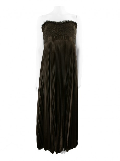 Vestido de Festa Badgley Mischka Plissado Renda