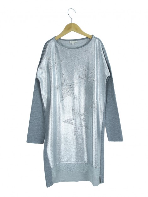 Vestido Miss Grant Metalizado Estrelas Infantil