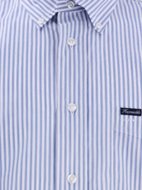 Camisa Façonnable Classique Listras Masculino Azul
