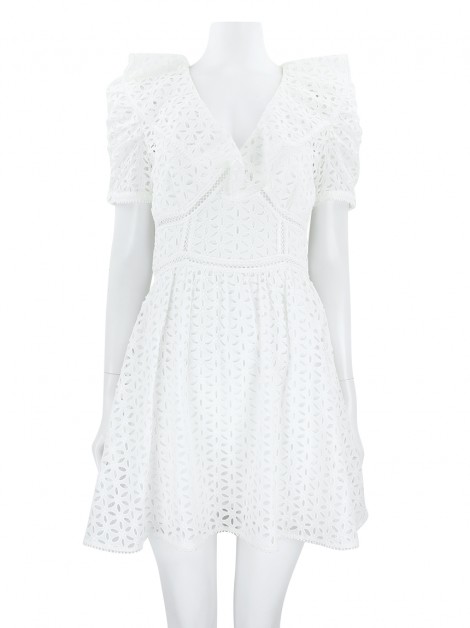 Vestido Self-Portrait Laise Branco