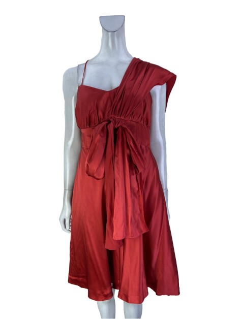 Vestido André Lima Plissado Cereja
