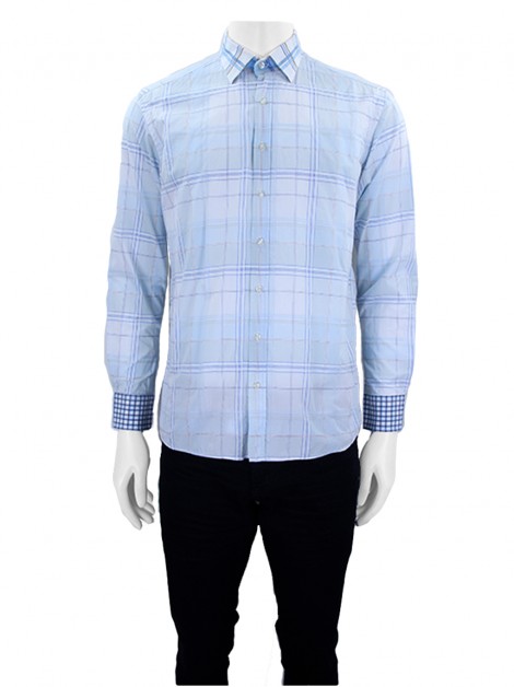 Camisa Etro Xadrez Azul Masculino