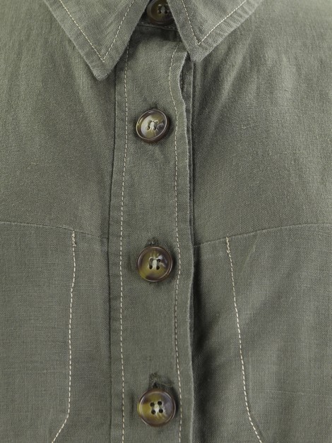 Vestido SouQ Longo Linho Verde Militar