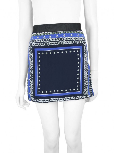 Saia Bo.Bô Seda Estampado Azul