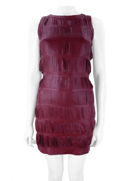 Vestido Animale Couro Tiras Bordô