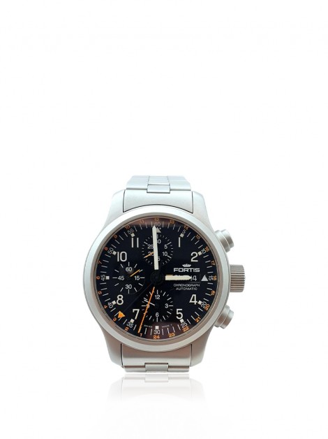 Relógio Fortis B42 Pilot Professional Chronograph GMT Automático Prateada