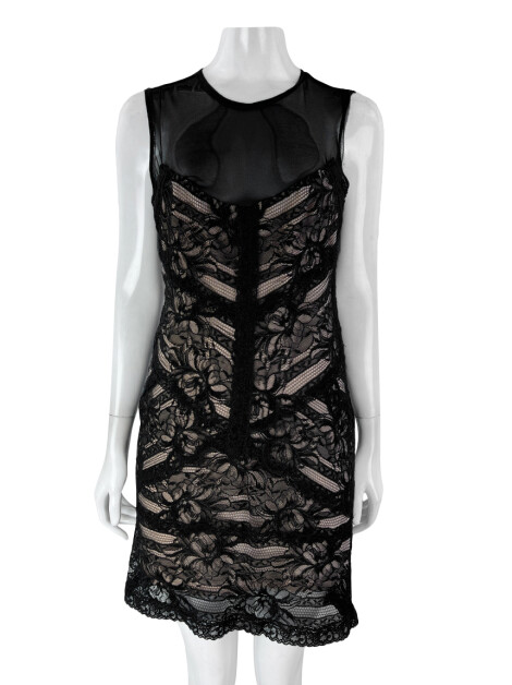 Vestido Nicole Miller Rendado Preto
