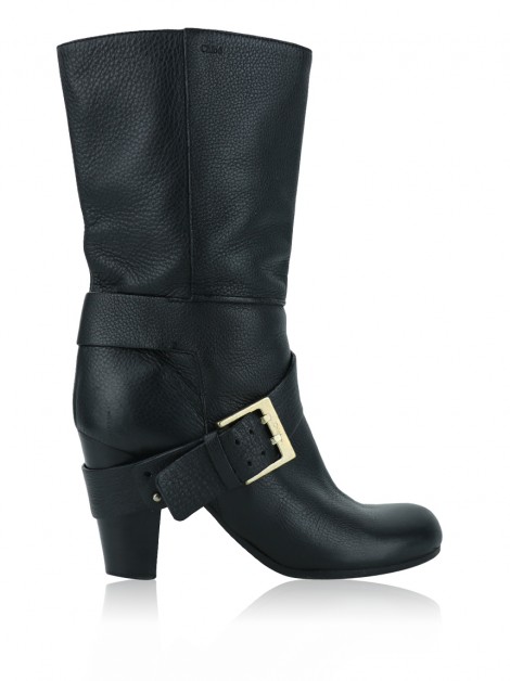 Bota Chloé Couro Preta
