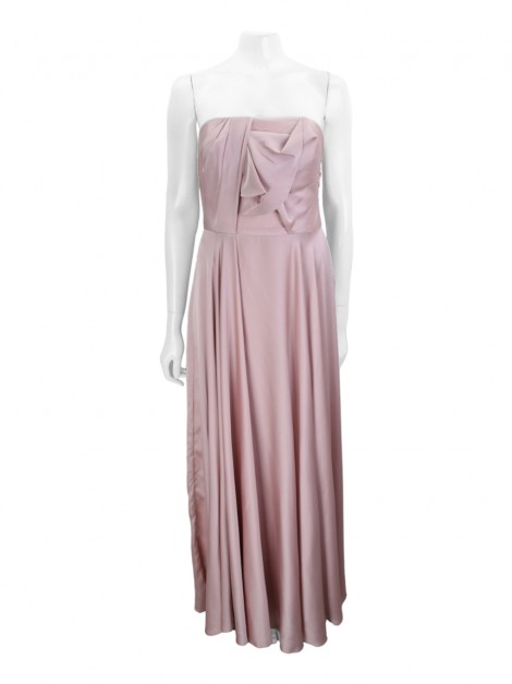 Vestido Barbara Bela Strapless Cetim Rosa
