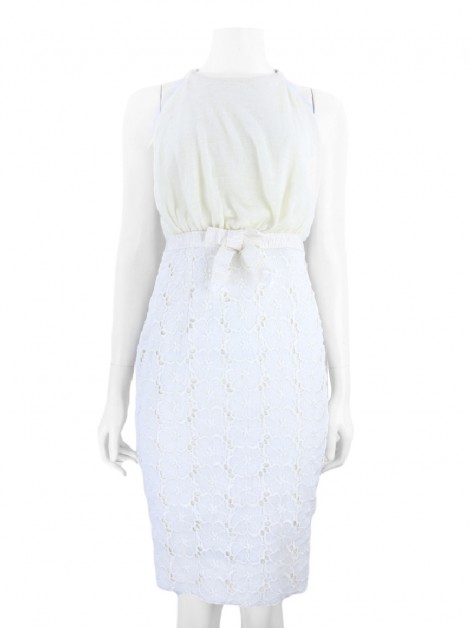 Vestido Giambattista Valli Laise Floral Creme