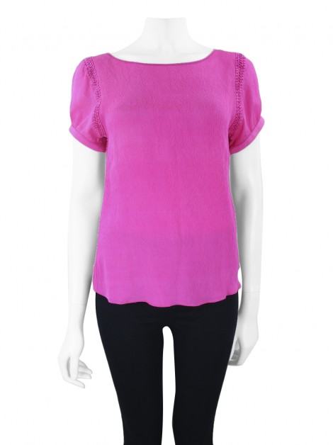 Blusa Vanessa Montoro Crochê Rosa Pink