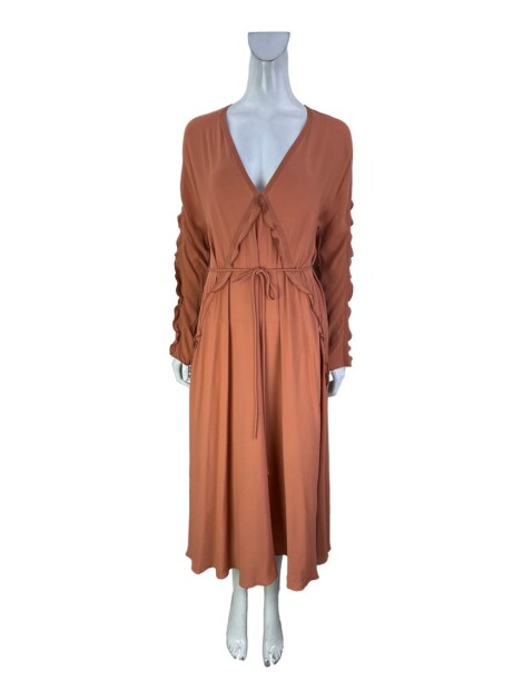 Vestido Bottega Veneta Seda Terracota