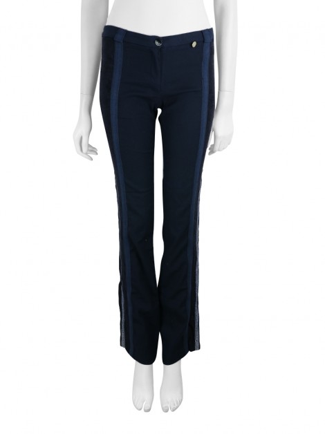 Calça Class Roberto Cavalli Renda Azul Marinho