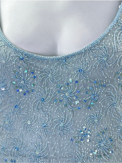Vestido Jenny Packham Seda Bordado Azul
