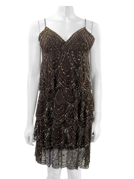 Vestido de Festa Sue Wong Marrom Bordado