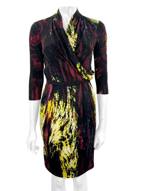 Vestido Catherine Malandrino Seda Estampado Preto
