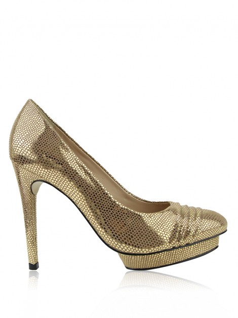 Sapato A. Brand Couro Metalizado Dourado