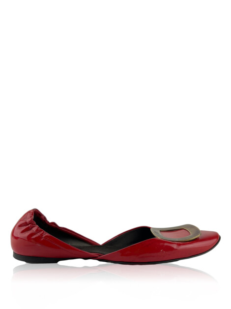 Sapatilha Roger Vivier D'Orsay Buckle Verniz Vermelho