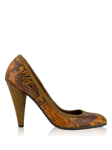 Sapato Missoni Couro Estampado Laranja
