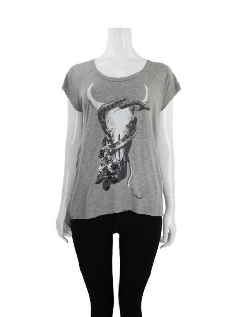 Blusa Haute Hippie Tecido Cinza Estampado Brilhos