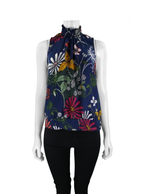 Blusa Lucidez Marinho Estampa Florida