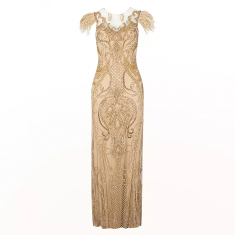 Vestido de Festa Patricia Bonaldi Bordado Bege