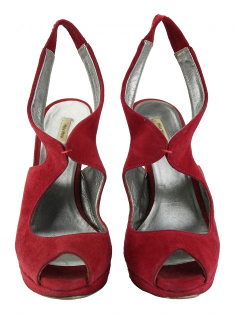 Sandália Miu Miu Maroon Camurça Vermelha