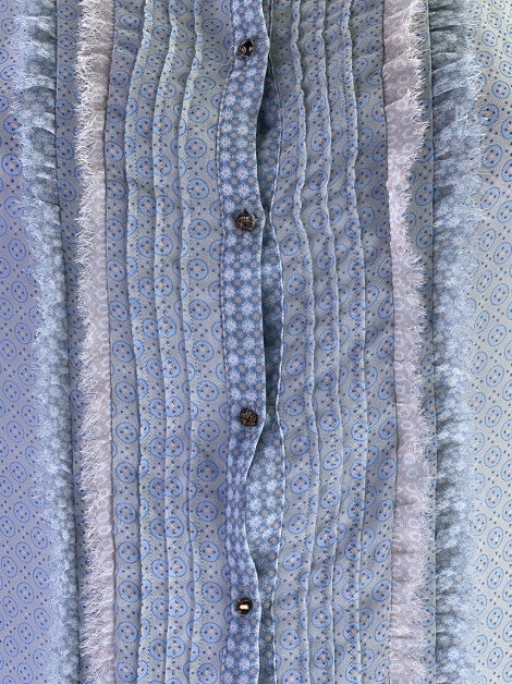 Blusa Zara Tecido Azul Estampado