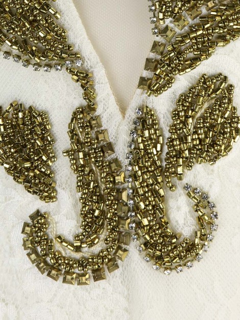 Vestido de Festa Patricia Bonaldi Renda Miçangas Branco