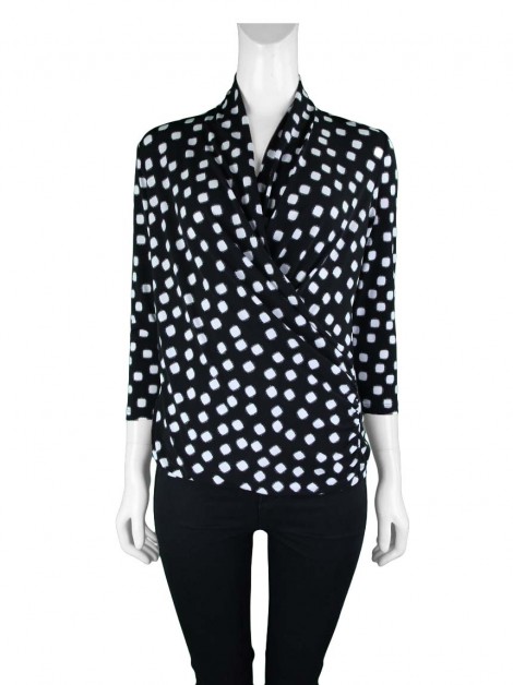 Blusa Vince Camuto Blusa Traspassada Estampada Preta