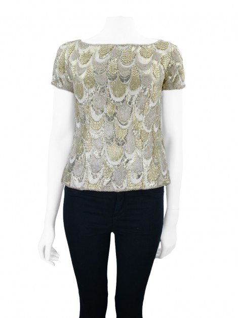 Blusa Sandro Barros Bordado Dourado