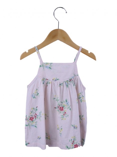 Blusa Bata Petit Bateau Infantil Floral Rosa