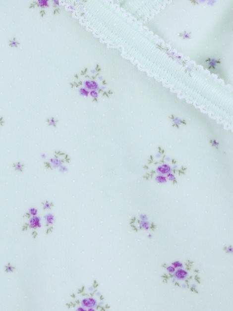 Macacão Petit Bateau Veludo Floral Verde Claro Bebê